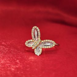 10k Yellow Gold Diamond Butterfly Ring 0.33 ctw 