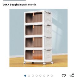4 Tier Plastic Storage Bins with Lid 23QT, Stackable Storage
Containers with Wheels, Folding Storage Boxes, Stackable
Storage Bins, Closet Organizers 