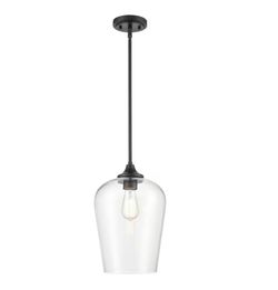 1-Light 10 in. Matte Black Mini Pendant