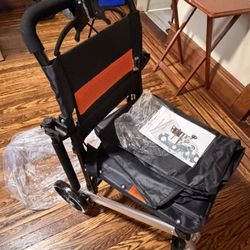Upgraded Transport Wheelchair, Telescopic Handle, Inflatable Seat, light weight 