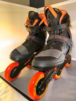 K2 Trio LT 100 Inline Skates Men’s Size 9 Black Orange 3 Wheel 100mm Urban Fitness