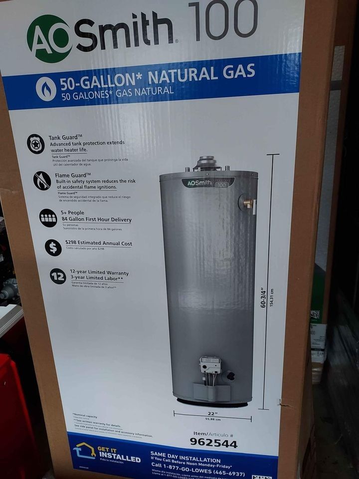 New 50 gal Natural Gas Water Heater (includes installation)