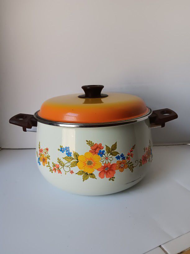 Vintage JMP Sweet Flowers💐 Design Stew Pot Dutch Oven Spain Excellent CONDITION