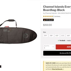 Brand New Channel Island Surfboard Board Bag 7’0