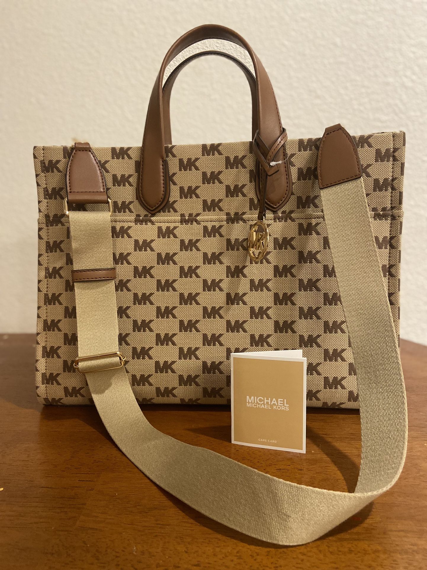 Michael Kors Large Tote Bag Gigi Fabric Brown Purse