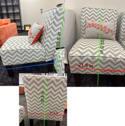 Set of 4 Mint and White Chevron Chairs