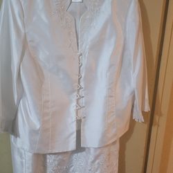 2pc Women's White Skirt Suit Plus Size 