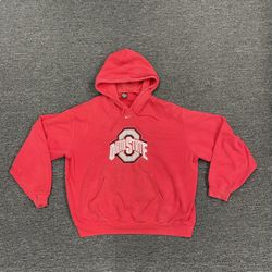 1990's Nike Team ~ Men's Ohio State Buckeyes Red Long Sleeve Hoodie Pullover XL