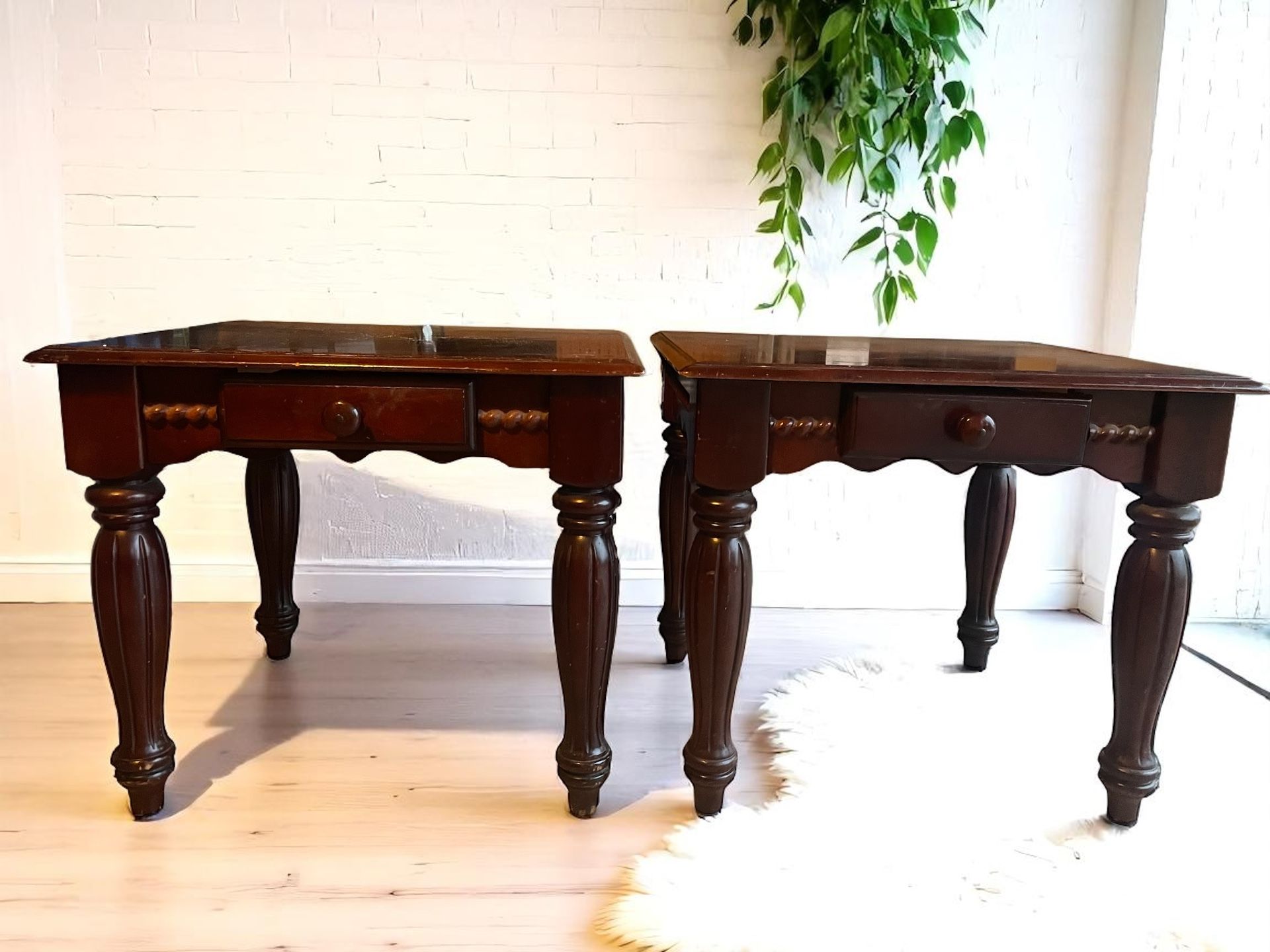 Set of two antique side tables