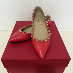 Valentino Rockstud Leather Flats Size 37
