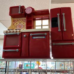 Red 18” Doll Kitchen Set