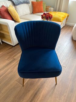 Navy Blue Velvet Accent Chair Gold Legs