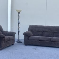 Sofa, Loveseat and floor lamp 