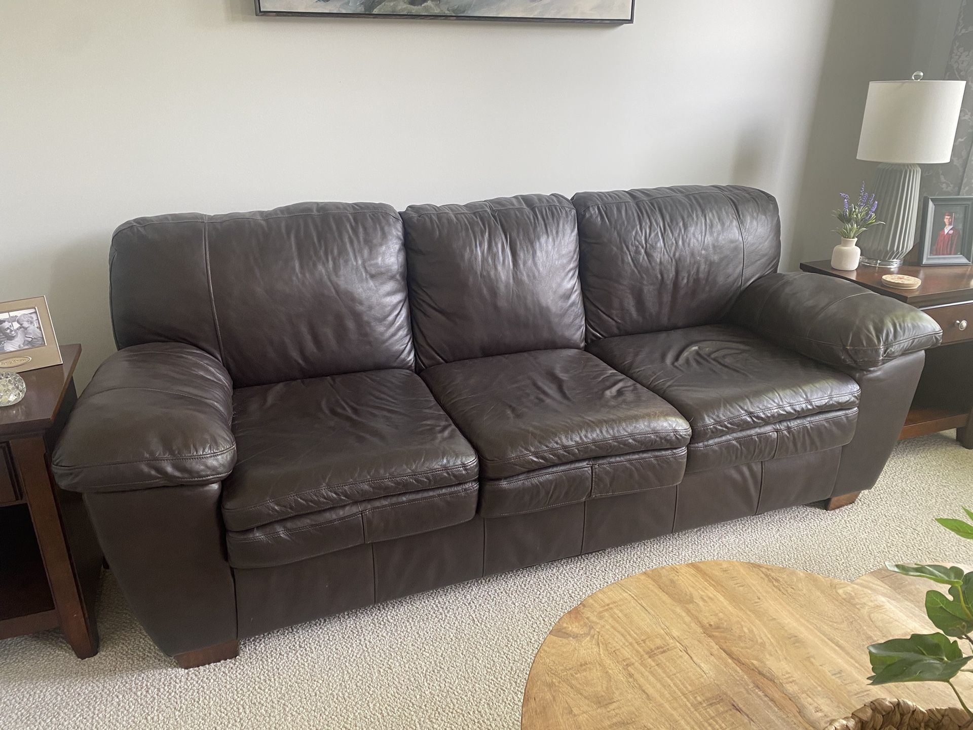 Couch & Chair With Ottoman Leather
