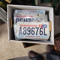 Box Of 43 Washington Blue & White License Plates