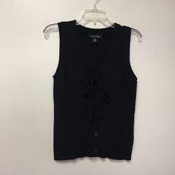 Women’s EVAN-PICONE Rayon/nylon black button front ribbed this… Size petite Small