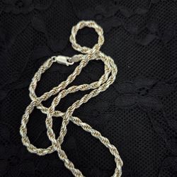 Vintage 925 Italy diamond cut solid rope chain 18"