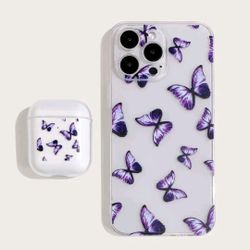 Butterfly Clear Phone Case Compatible With iPhone 14 Pro Max & Case 