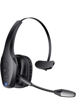 Trucker Bluetooth Headset, Wireless Headset with Mic, Bluetooth Headsets with Dual Noise Cancelling Microphone & Mute Button, 55Hrs Working Time PC He