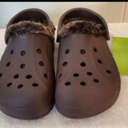 NWT Crocs Baya Lined Clogs Mahogany Brown M5 W7 Unisex Relaxed Fit