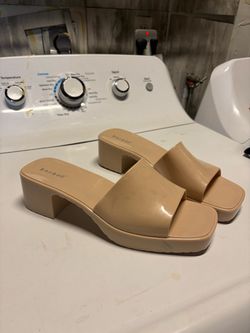FOR SALE: Bamboo Nude Block Heel Slide Sandals