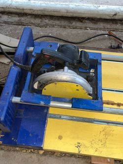 Power Table Saw Blue Yellow and Grey