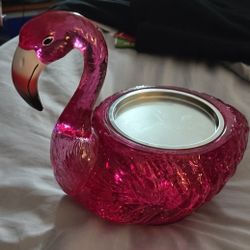 Bath & Body Works 3-Wick Candle Holder WATER GLOBE FLAMINGO 