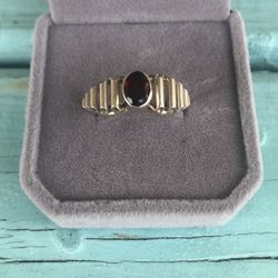 Nice Vintage Sterling Silver .925 Garnet Ring Size 6 Unmarked But TESTED 