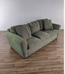 Soft suede green long couch