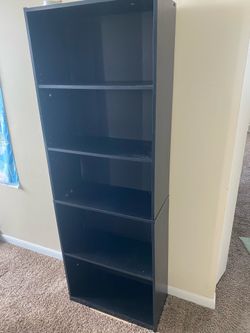 Black table set and bookshelf