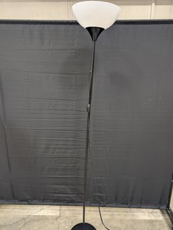 Modern Black Torchiere Floor Lamp with Upward-Facing White Shade
