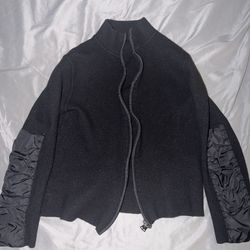 Authentic Prada Wool Zip Up Sweater Jacket Womens Black