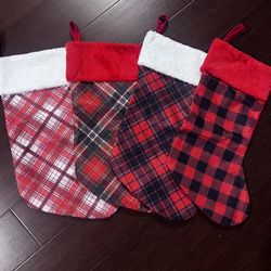 4 Plaid Christmas Stockings