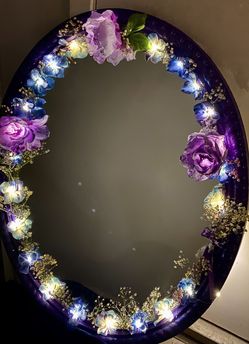 ✨ 30” Hand-Painted Floral LED Mirror – One of a Kind ✨