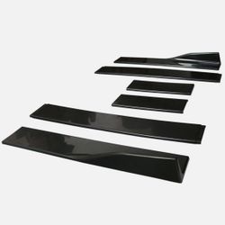 6PC Universal Black Side Skirt Extension Rocker Splitters Diffuser Lip