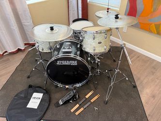 In Upland 91784. 4 piece drum complete drum set Slingerland 14 15 toms 5 ply maple new quiet cymbals new throne DW pedal $675 cash in Upland 91784