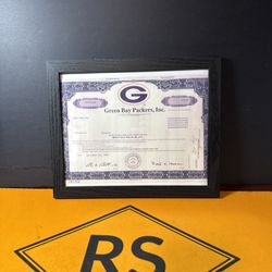 Framed Photo Of 1997 Green Bay Packers One Share Paperwork