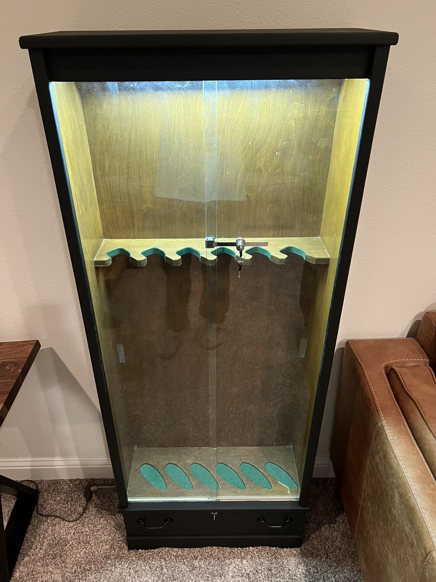 Antique Cabinet With Lighted Display