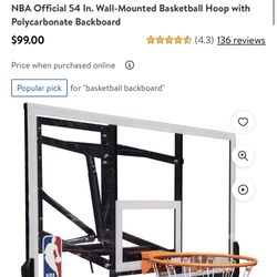 NBA  Official 54 In Wall-Mounted Basketball Hoop 