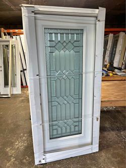 White Exterior Door with Decorative Glass Insert
