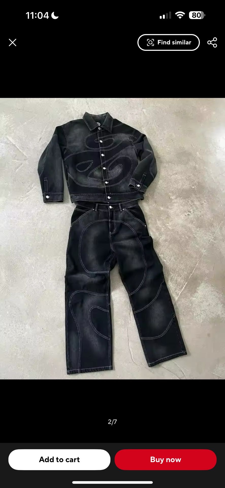 Black denim jacket and jeans set #denimset
