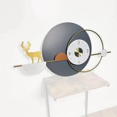 New Wall Clock Modern Art Clock 3D Round Wall Clock,Gold Pendulum Geometric Mute Metal Digital Home