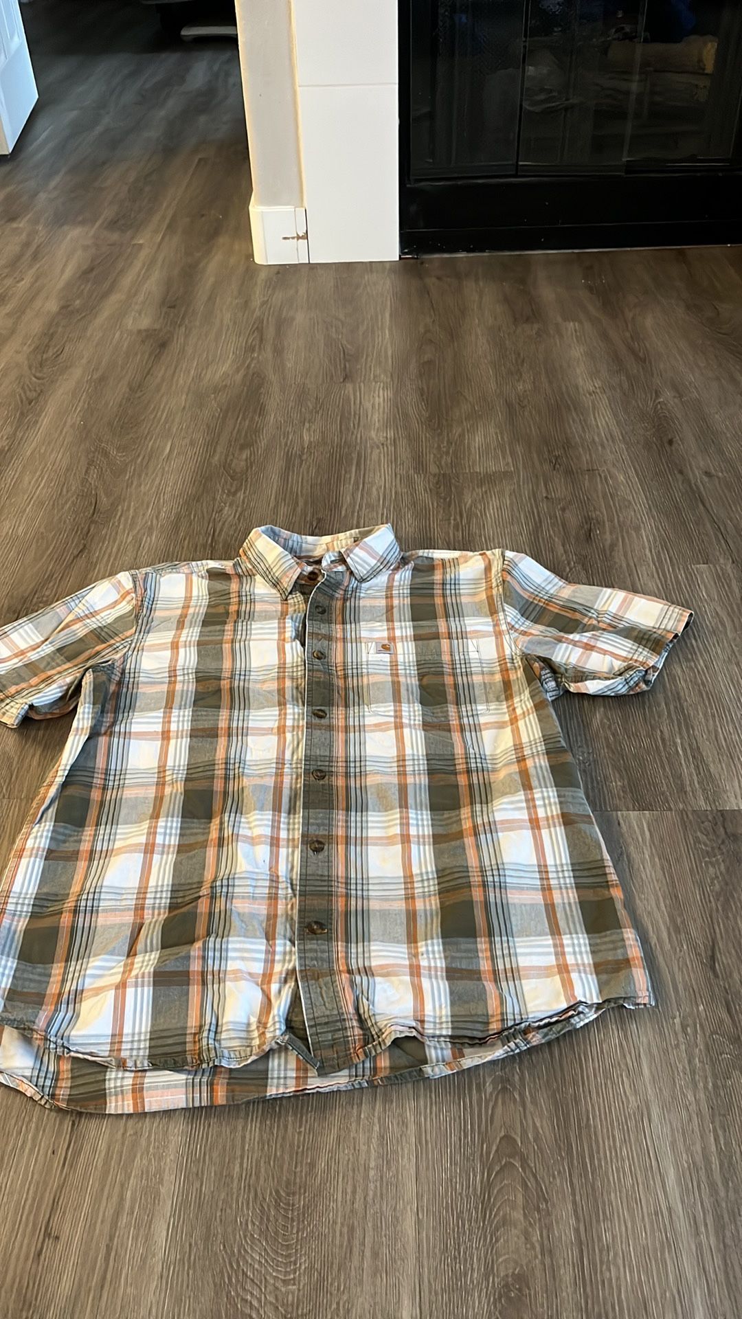 Carhartt Shirt Mens Large L Multi-color Plaid  Short Sleeve Button Down