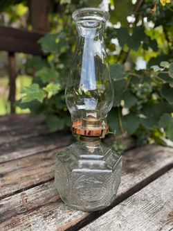 Vintage Oil Lamp Clear Glass Base