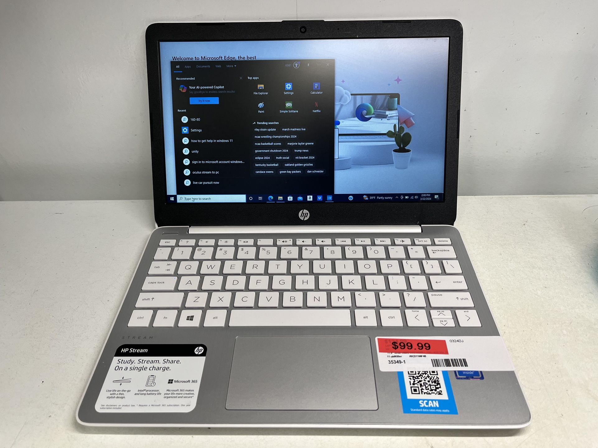 HP 11-ak0035nr Stream 11-Inch Laptop N4020 4GB RAM 32GB eMMC SSD N4000 1.1GHz 4GB Win 10 