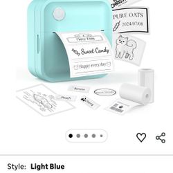 Light Blue Mini Bluetooth Label Maker Inkless Printer