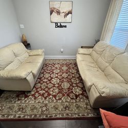Two Leather Cream Couches