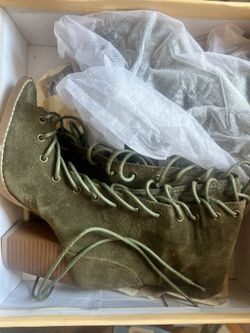 Brand New Olive Open Toe Boots 