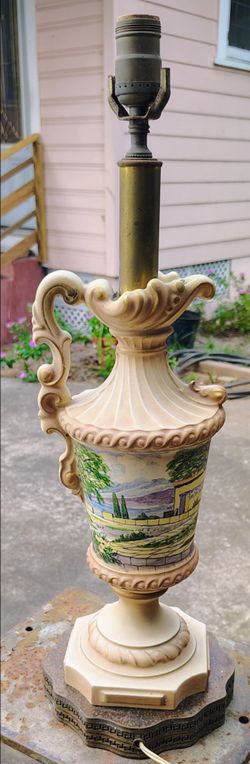 Painted pottery lamps