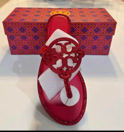 Red sparkly sandals